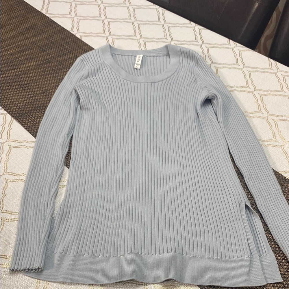 Athleta Blue Shrug with Ribbed Knit Design